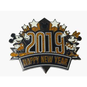 Mickey and Minnie Mouse Happy New Year 2019 Jumbo 3" Pin Limited Edition 1200